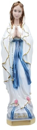 Estatua de Nuestra Señora de Lourdes de escayola, 40 cm, efecto nácar, hecha a mano, color blanco