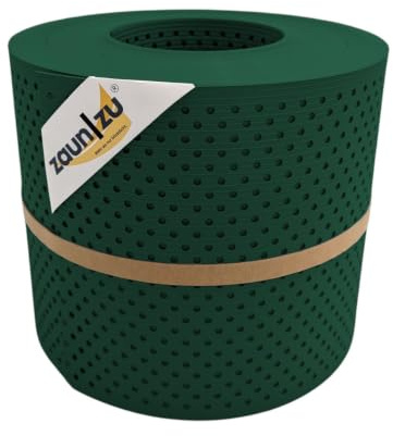 zaun|zu® Rille Sichtschutzstreifen GELOCHT | 15% Lochmuster | PP für Doppelstabmatten Sichtschutz Rolle | Polypropylen | Zaunblende | Made in Germany Grün 26m