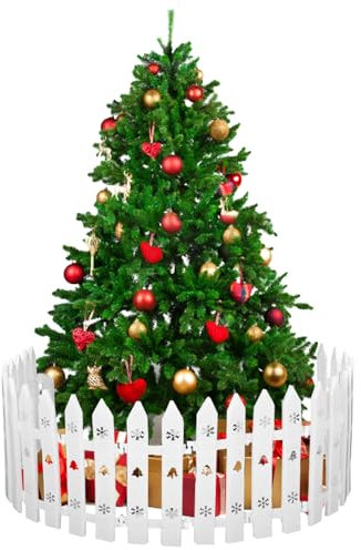 EUIEUT 15 Pieces Christmas Tree Fence Plastic White Picket Fence Panels 12 Inches Christmas Tree Guard Mini Fence Decoration for Xmas Home Wedding Fairy Garden Party, 10x30cm