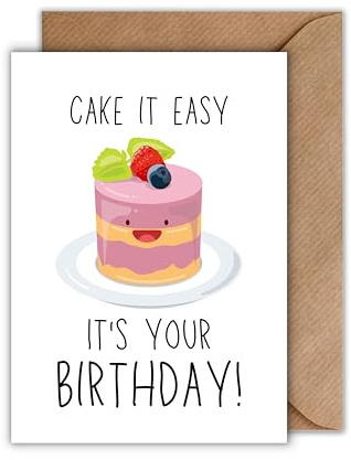 Lustige Geburtstagskarte – „Cake it easy, it’s your Birthday!” – Witzige Karte mit Kuchen-Illustration – DIN A6 Klappkarte mit Umschlag – für Männer, Frauen, Freunde & Familie