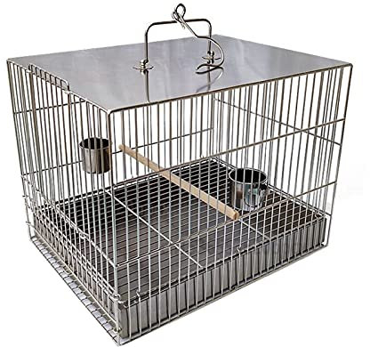 Solider Vogelkäfig, quadratisch, Vogelkäfig aus Edelstahl, Papageienkäfig mit Badewanne, Vogel aus der Tragetasche, einteilig, Schweißkonstruktion, Haustierzuchtkäfige für Unzertrennliche, Finken