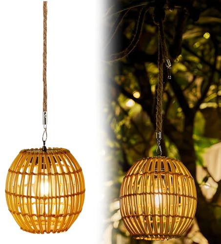 Lanterne Solaire Exterieur Jardin: Lanternes Solaires En Rotin, Suspendre Lanterne Solaires, Lampe Solaire Pour Extérieur, étanche Lanternes Solairess En Rotin Pour Jardins Balcon Patio