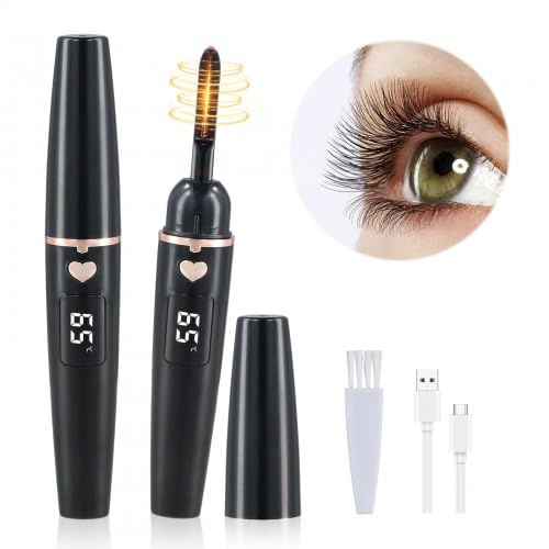 Recourbe Cils Chauffant, Eyelash Curler Portable Chauffage Rapide Recourbe-cils Électrique avec 4 Réglages de Température Recourbe-Cils, Recourbe-cils Lash Lift USB Rechargeable Longue Durée (Noir)
