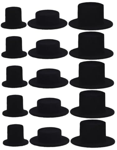 NUOBESTY 15stücke Mini Filz Schwarz Winzige Hüte Für Basteln Puppenzubehör Partydeko Schneemänner Topper Miniatur Klein Ornament Diy