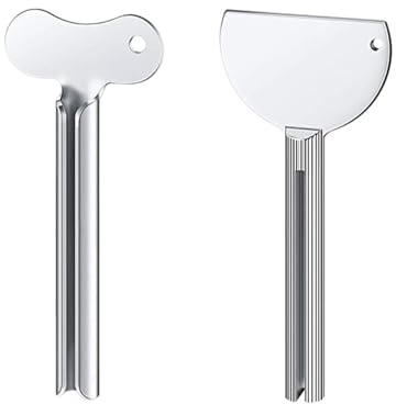 2Pcs Stainless Steel Toothpaste Squeezer, Metal Tube Squeezer Keys Tube Roller Dispenser Tube Wringer Key for Toothpaste Cosmetic Hair Dye Paint Squeezer Hand Cream