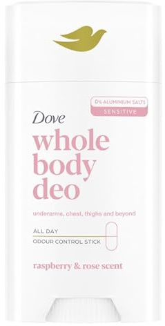 Deodorante Dove Stick Whole Body Deo 75ml, Deodorante per Tutto il Corpo, Profumo di Lamponi e Rosa, Protezione dagli Odori fino a 24 ore, Dermatologicamente Testato, Ginecologicamente Testato