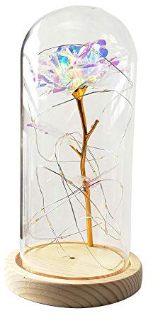 Rose éternelle préservée avec lumières LED et dôme en verre, cadeau romantique parfait pour les mariages, les anniversaires et les occasions spéciales