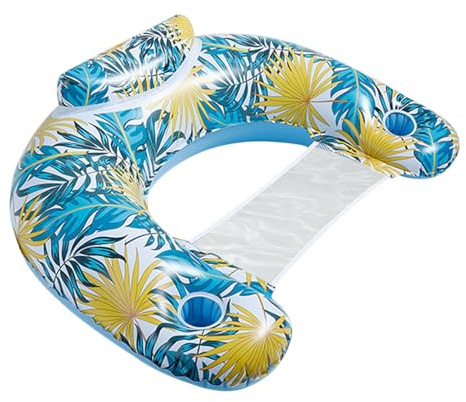 Aufblasbarer Schwimmsessel – Poolsofa für Erwachsene mit Getränkehalter, übergroßer Lounge-Sitz | Stilvolles Design, für Strandpartys, einlagiger Wassersessel zum Entspannen, Sommer-Pool-Accessoire