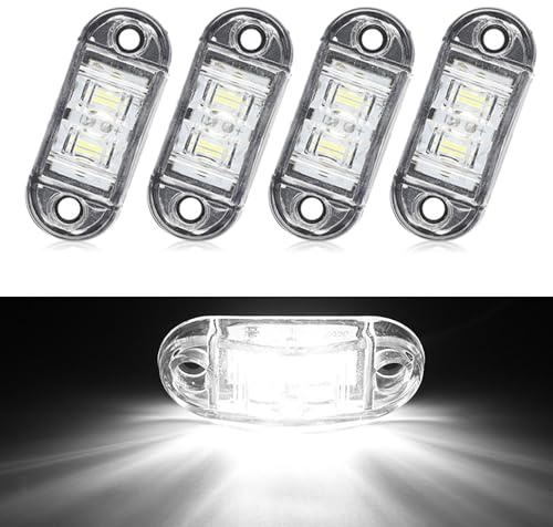 4 luces LED de posición laterales, 12/24 V, para remolque, luz blanca, luces laterales para camiones, remolques, furgonetas, barcos, coches, luces delanteras y traseras
