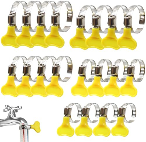 20Pcs Hose Clips Set Stainless Steel Tightening Pipe Clips 5 Size Adjustable Pipe Clips Worm Drive Clamps Assortment Kit for Securing Home Gas Flexible Connections 16/25/29/32/44mm