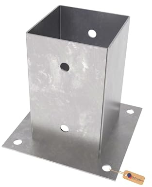 GeZu Impex Post base 141 x 141 mm Set of 4 Hot Dip Galvanised fence support brackets deck holder pergola pavilion base bolt down shoe