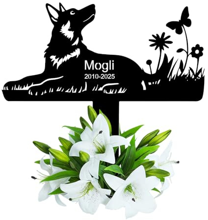 Wondramble Pierre tombale personnalisée pour Animaux de Compagnie,commémoratif Plaque Chien,médaillon funéraire German Shepherd