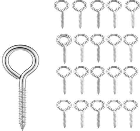 Funananhdd 20 Pack Heavy Duty Eyelet Screw,2.5 Inch Stainless Steel Eyed Screw Hook Kit,Self Tapping Screws,Anti-Rust Eye Bolts for Outdoor Garden,Fixing Wires,Wood