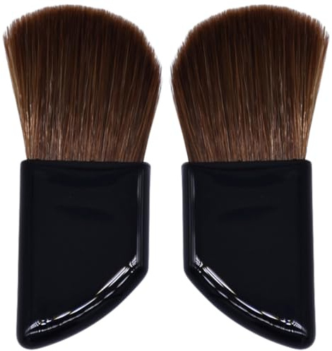 Ciieeo Mini Brochas de Maquillaje para Mujer 2 Piezas, Pinceles de Viaje Mango Inclinado de Resina, Cerdas de Pelo de Caballo para Aplicación de Rubor y Base, Herramienta Compacta