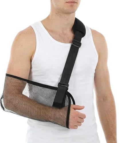 Ymapinc Justerbar axelrem axel, andningsbar armrem universellt armband, dubbelhändig bärbar, för armfrakturer distorsion osv. – storlek L