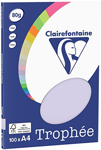 Clairefontaine 4102C – Ries skrivarpapper/kopieringspapper Clairalfa PPP, DIN A4, 80 g, 100 ark, lila, 1 Ries