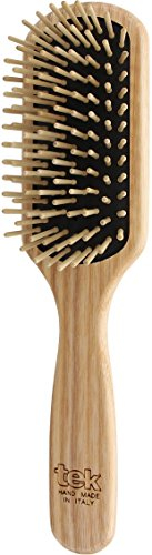 TEK - Spazzola Rettangolare Media in Legno di Frassino con Dente Corto, Handmade in Italy, per Capelli Fini o Lisci, Districante e Massaggiante