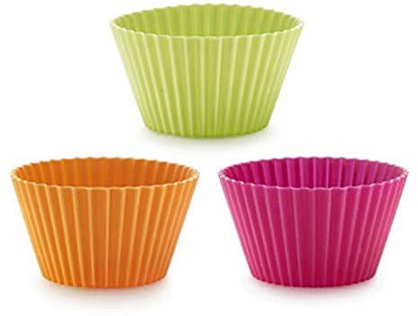 Lékué Classic - Pirottini per muffin, 7 cm, set di 6, colore magenta/arancione/verde