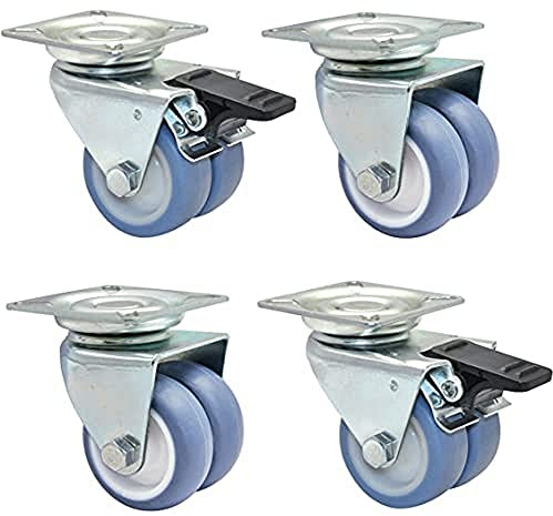 WAGNER Set da 4 ruote per sedie da spiaggia/ruote da trasporto/ruote doppie/ruote per mobili - ULTRASOFT - diametro Ø 50 mm, 2 freni, portata 300 kg/set - 02155200