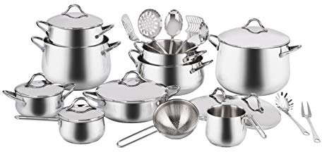 Barazzoni Batteria Mediterranea 24 pezzi - Composizione B - Acciaio Inox 18/10 - Made in Italy