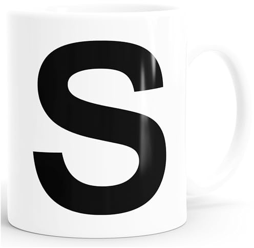 MoonWorks Kaffee-Tasse Buchstaben Buchstabe Arial Bold glänzend Kaffeetasse Teetasse Keramiktasse Weiss unisize