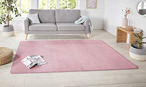Hanse Home Nasty Läufer – Flauschiger Kurzflor Teppich Einfarbig Unifarben für Esszimmer, Wohnzimmer, Kinderzimmer, Flur, Schlafzimmer, Küche – Uni Hellrosa, 80x150cm