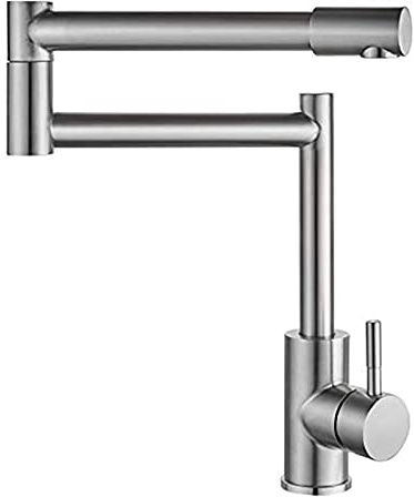 Kitchen Pot Filler Faucet Brushed Nickel, Stainless Steel Deck Mounted Folding Stretchable Kitchen Sink Faucet, Single Handle Mixer Tap