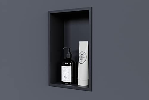 BERNSTEIN Wandnische aus Edelstahl NT203010X - 20 x 30 x 10 cm (B x H x T) Einbauregal, Flexibler Einbau- Ideale Duschablage - Farbe:Schwarz