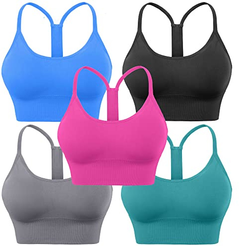 Evercute Racerback sport-bh:ar, vadderad, Y-racerback, beskurna BH:ar för yoga, träning, fitness, låg inverkan, M