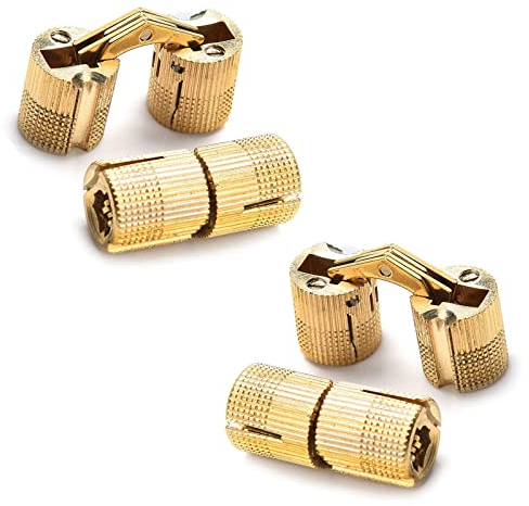 4 Piezas Bisagra Invisible de Barril, Bisagras Ocultas de Latón, Bisagras Cilíndricas de Latón, Ángulo de Apertura de 180 Grados para DIY Caja de Joyería Accesorio de Artesanía (10 mm)