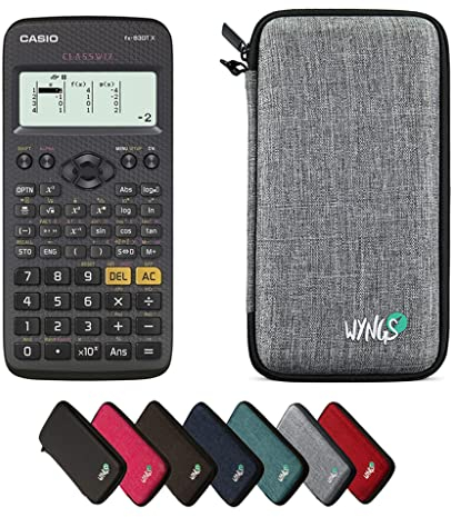 Casio fx-83GT X Schwarz inkl. WYNGS Schutztasche Hellgrau - Wissenschaftlicher Taschenrechner - Basic Set
