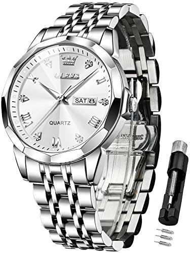 OLEVS Herrenuhren Lederarmband Chronograph Japanische Quarz Herren Uhr mit Datum Wasserdicht Klassische Elegantes Armbanduhr Herren Geschenk