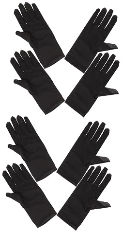 VALICLUD 4 Paare Bestattungshandschuhe Mode-party-handschuh Perlenhandschuhe Für Die Hochzeit Schwarze Hochzeitshandschuhe Vintage Hochzeitshandschuhe Satin Kurze Handschuhe Anmut Fräulein