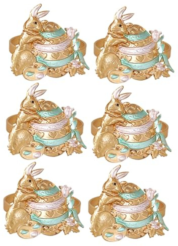 Luxshiny Osterhasen Serviettenring 6 Stück Hasenförmige Serviettenschnalle Für Ostern Esstisch Dekoration Party Serviettenhalter Kaninchen Design