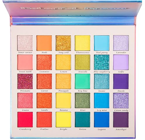 Palette de fards à Paupières 30 Couleurs, Fard à Paupières Couleurs Vives, Ombres à Paupières Palette Maquillage Yeux Mat Pigmentées, Palette de Poudre de Fard à Paupières à Paillettes Perlées