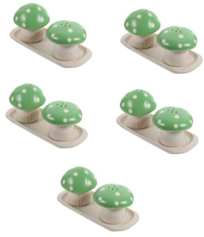 Cabilock 5 Set Barattolo Di Spezie Peperoni Bottiglie Di Zucchero Bottiglia Di Condimento Contenitori Per Condimenti Saliera e Pepiera Ai Funghi Serbatoio Stoviglie Ceramica