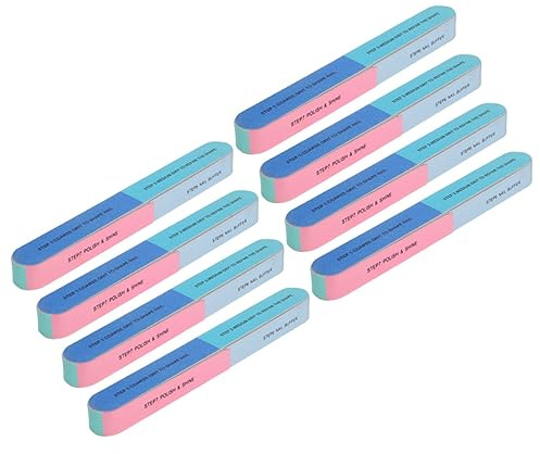 Healvian 8 Limas de Uñas Profesionales Esponja para Pulir Uñas Falsas y Naturales de 6 Lados y 7 Pasos para Uso Profesional de Mujeres