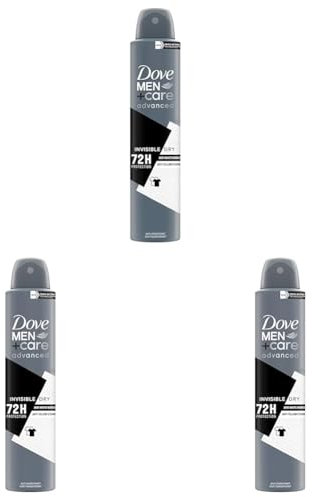Dove Men+Care Advanced Invisible Dry Men's Antiperspirant Deodorant Body Spray with ¼ moisturising cream & Triple Action technology for 72 hour sweat and odour protection 200 ml (Pack of 3)