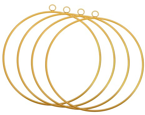 PATIKIL Anello Floreale in Metallo da 8 Pollici, 4 Pezzi Anelli Circolari per Sogni Cattura Forniture per Decorazioni di Matrimoni Fai da Te, Appendiabiti per Parete Macramè, Tono Oro