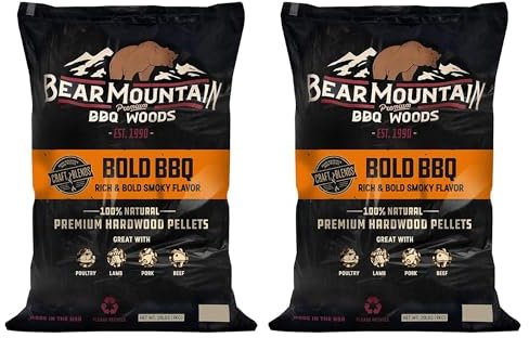 Bear Mountain Premium BBQ Woods (Pack of 2) All Natural Wood Pellets for Smoker, Grill & BBQ, 20 Lbs, Bold