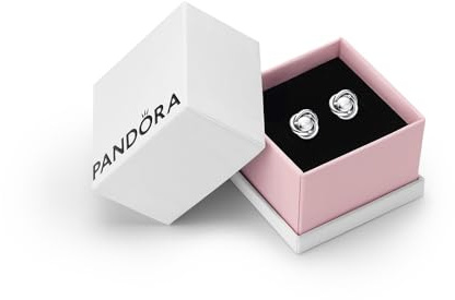 Pandora April Clear Eternity Circle Stud Earrings, Gift Box | Sterling Silver Birthstone Earrings with Man-Made Stones for Women, Gift for Her