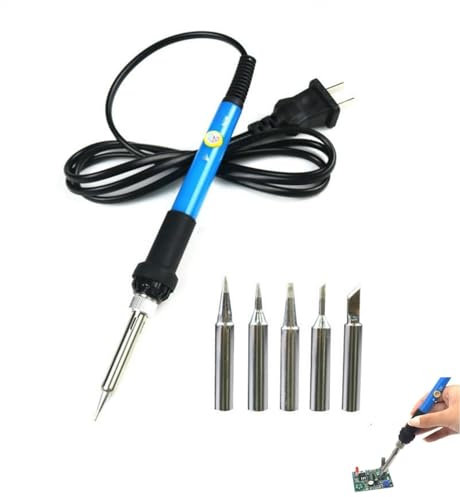 Lötkolben Set, Lötkolben Lötset 60W Lötstation mit Temperatur Einstellbar 200-450°C, 5 Lötspitzen, für Elektrotechnik Reparaturen Profi Hobbybastler