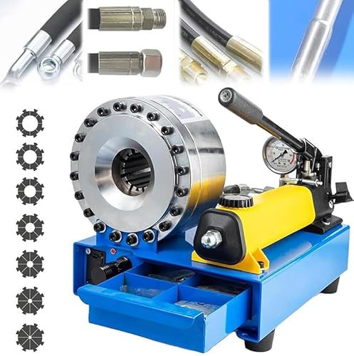 Attrezzo per Crimpare Tubi Idraulici Portatile,Mini Pressa Tubi Con 7 Set Matrici,Macchina per Crimpare Idraulica Ad Azionamento Manuale,Pinzatrice per Tubi Idraulici Con 7 Set Di Matrici