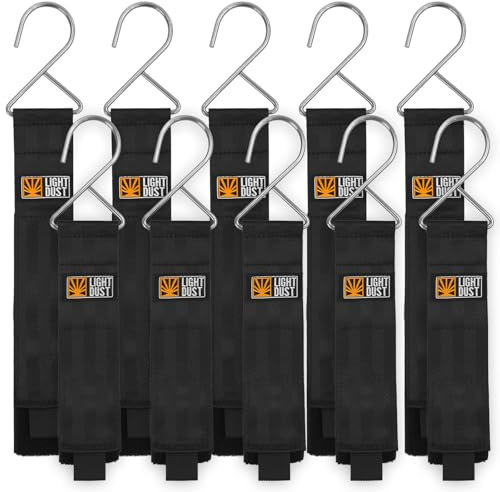 Hanging Extension Cord Holder - Storage Wrap Straps with Metal Hooks 10Pack 15 22 Heavy Duty Garage Organizer Tool Hangers - Garden Hose Power Electrical Cable Rope RV Shed Camping Organization