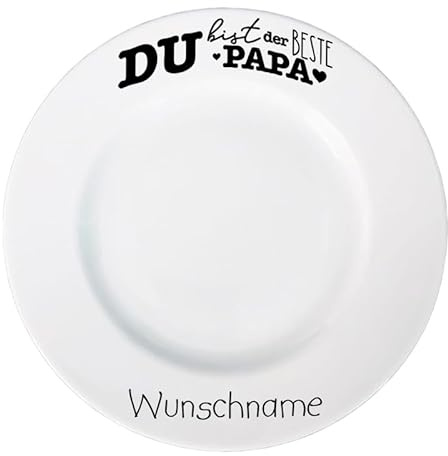 Doriantrade Personalisierter Frühstücksteller – Du bist der beste Papa – mit Wunschname – individuell gestaltbarer Porzellanteller (Bester Papa)