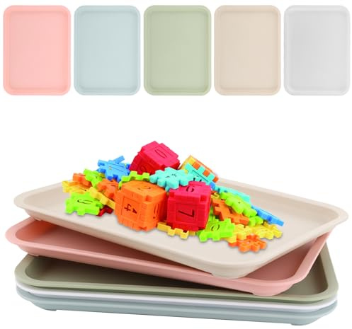 MIVIDE Kunsttabletts aus Kunststoff Rechteckig, 30.5 x 23 cm, 10 Stück | 5 Farben, Tablett Serviertablett Rechteckig, Wiederverwendbar Kunststofftablett für Küche Esszimmer Hotel Restaurant Café