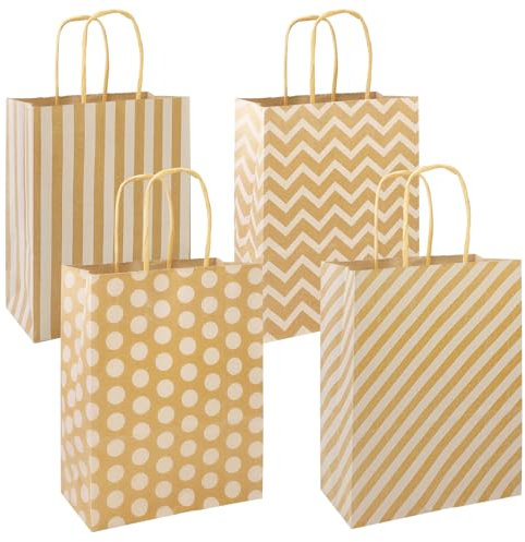 10 Stück Papiertüten Mit Henkel, 22 x 16 x 8 cm Papiertragetaschen, Kraftpapiertüten Klein, Braun Geschenktüten, Paper Bags für Kinder und Erwachsene Party, Geburtstagsparty, Hochzeit, Babyparty