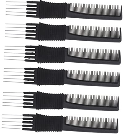 FRCOLOR Peine Profesional Cabello Multifunción 6 Unidades Diseño Acero Para Peluquería, Selección y Cardado Adecuado Para Cabello Seco y Mojado Uso Salón y Hogar