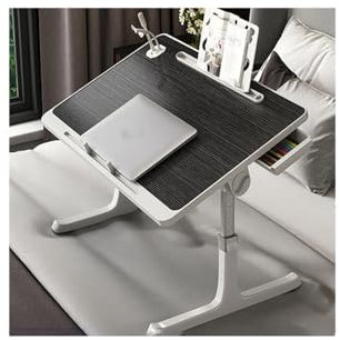 HUFIREHU Skrivbord På SäNg Lapbord FöR SäNgen Justerbart DatorsäNgbord Frukostbricka Med Vikbara Ben HopfäLlbart SäNgbord FöR Laptop Laptop KnäBord Med KopphåLlare HopfäLlbart Laptopskrivbord(Black)