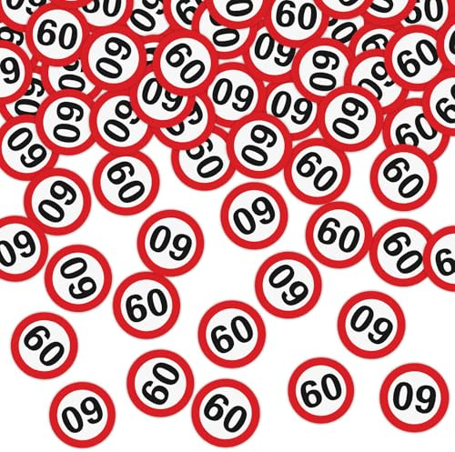 WenmthG 200 Stk Konfetti 60 Geburtstag Deko Verkehreszeichen - Streudeko 60 Geburtstag für Tischdeko Geschenk usw. - Deko 60. Jahre Frauen Männer - 60 Geburtstagsgeschenk Deko